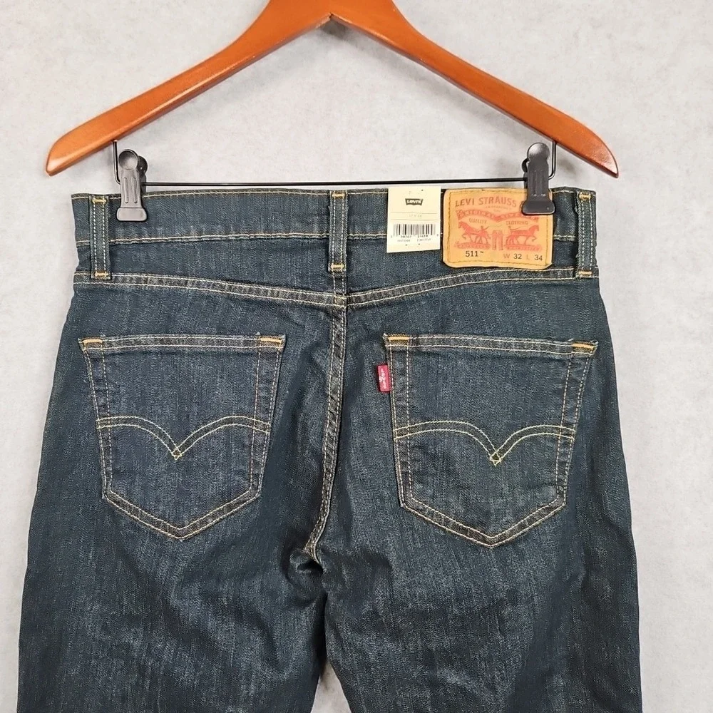 Levi's Men's 511 Slim Fit Stretch‎ Jeans Dark Blue 32W x 34L 45110408 New